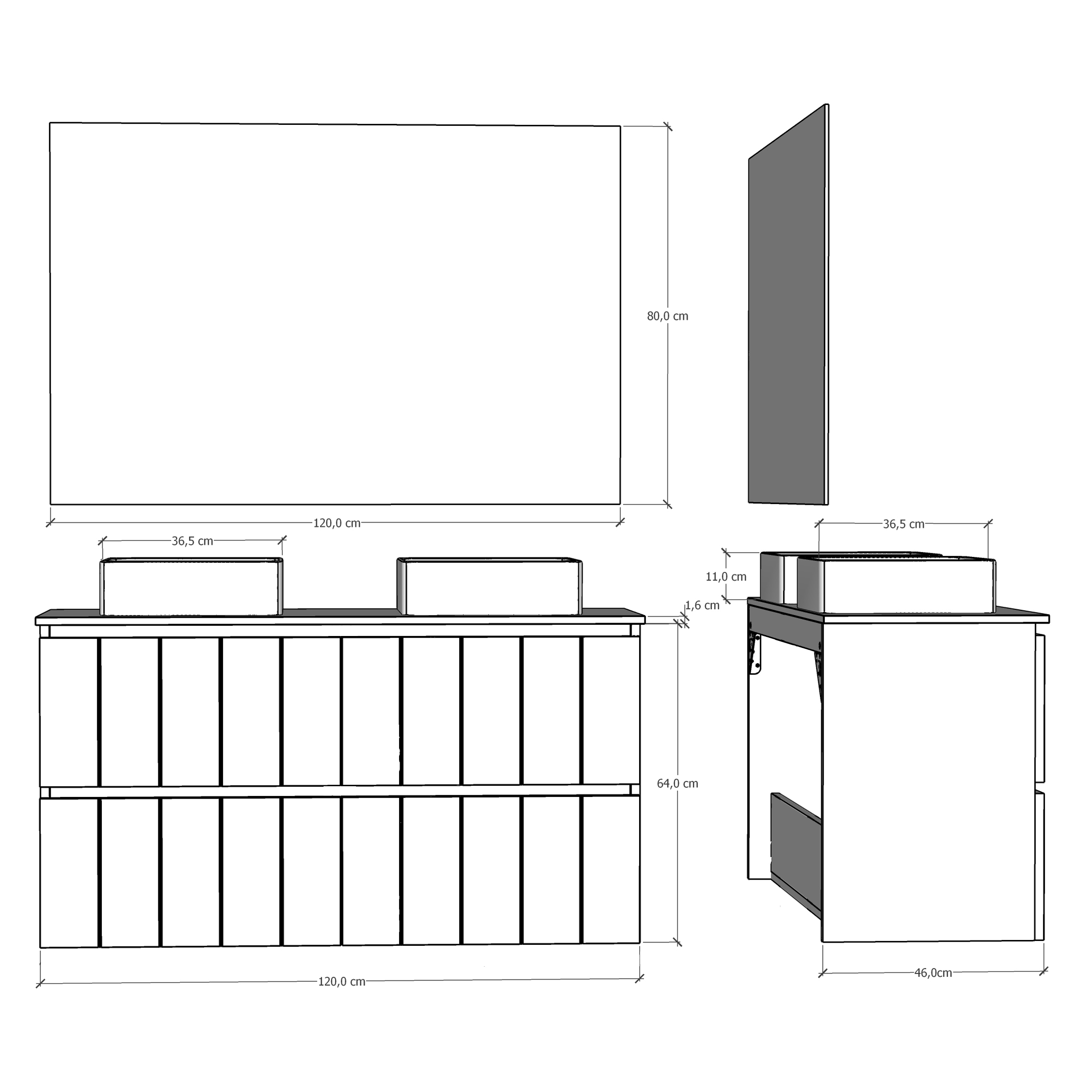 Ensemble de salle de bain LAND, Alday, 120 cm, Boue