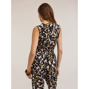 Motivi - Top étnico fantasía mezcla lyocell - Verde militare