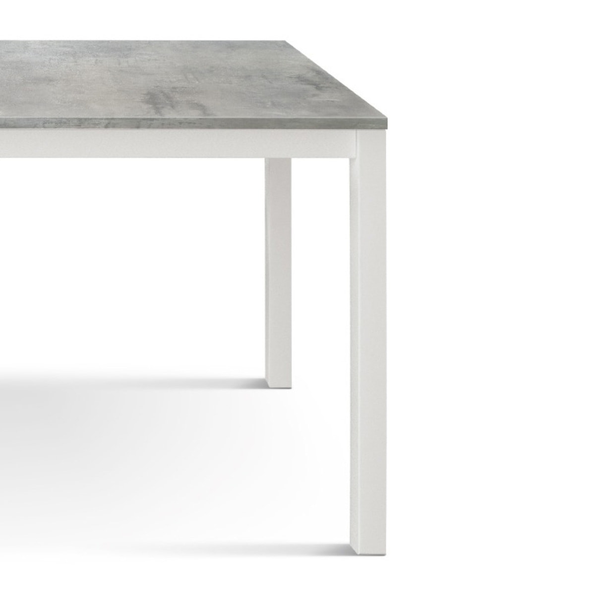 Tavolo RAVENNA in legno finitura grigio cemento e struttura in metallo bianco 110x68 cm