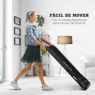 2 en 1 Cinta de Correr Plegable Cinta de Andar Velocidad 12 km/h Superficie de Carrera 36x105 cm Control Remoto Pantalla LED y Ruedas para Fitness en Casa 135x65x106 cm Negro