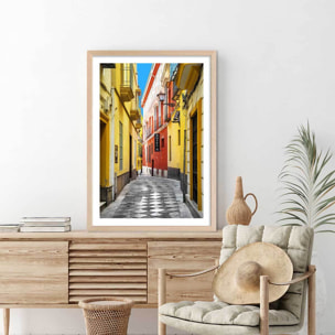 Affiche spain street Affiche + cadre en bois - Chêne