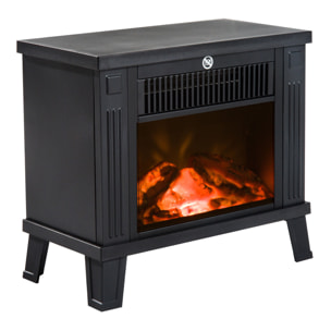 Chimenea Eléctrica tipo Estufa Calefactor de Leña 600W/1200W 38.5x22x30.5cm Negro