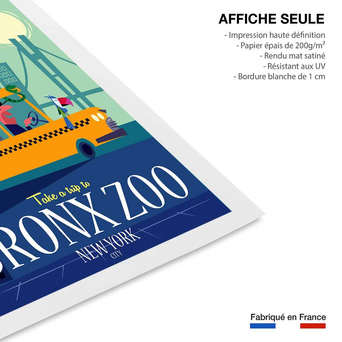 Poster retro bronx zoo Affiche seule