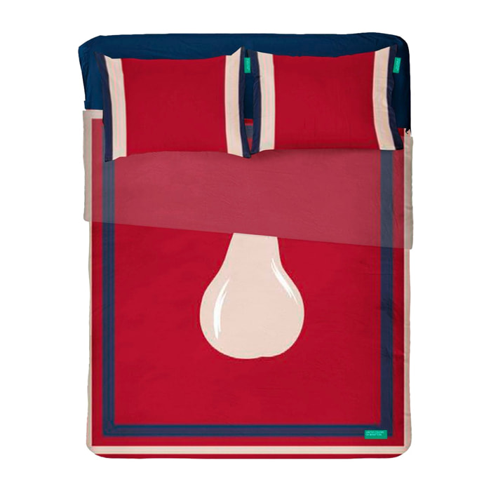 set de sabanas 4pcs cama doble: sabana encimera + sabana bajera + 2 fundas de almohada Benetton fruits