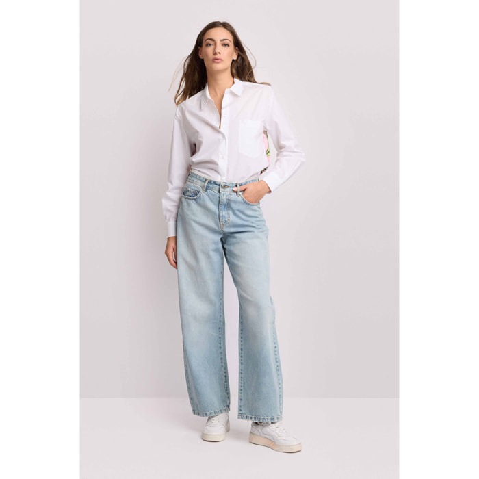 Kocca - Pantaloni wide leg in denim stile minimal Donna, Denim