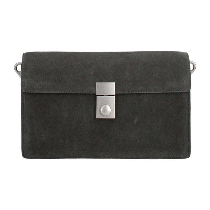 Borsa a tracolla da donna Made in Italy - Celeste Prime - Pelle scamosciata - 24.0 x 15.0 x 7.0 cm