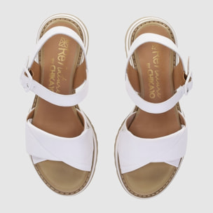 Sandalias de Piel - Blanco - Tacón: 4 cm