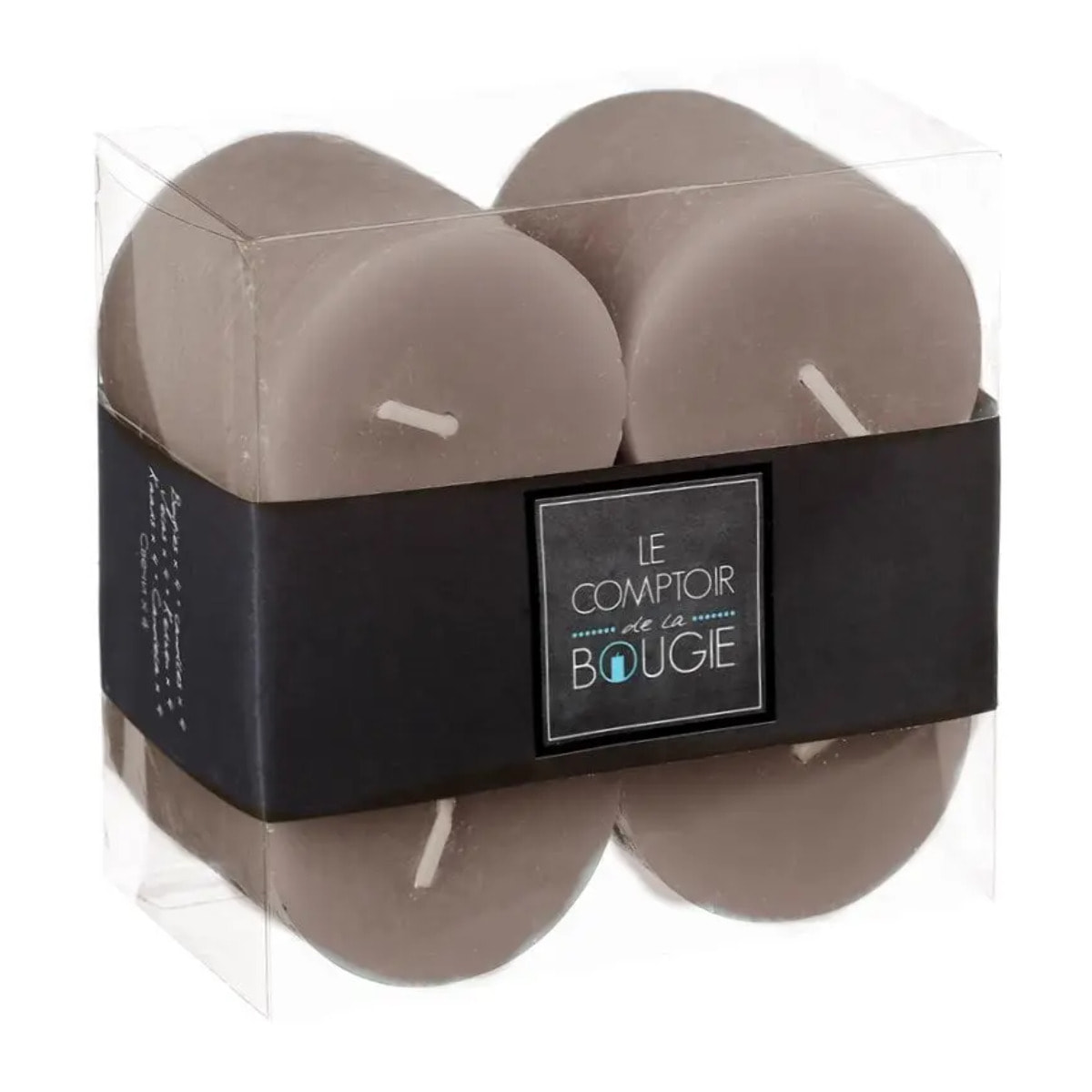 lot de 4 bougies rustiques gris taupe 60g