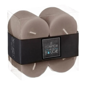 lot de 4 bougies rustiques gris taupe 60g