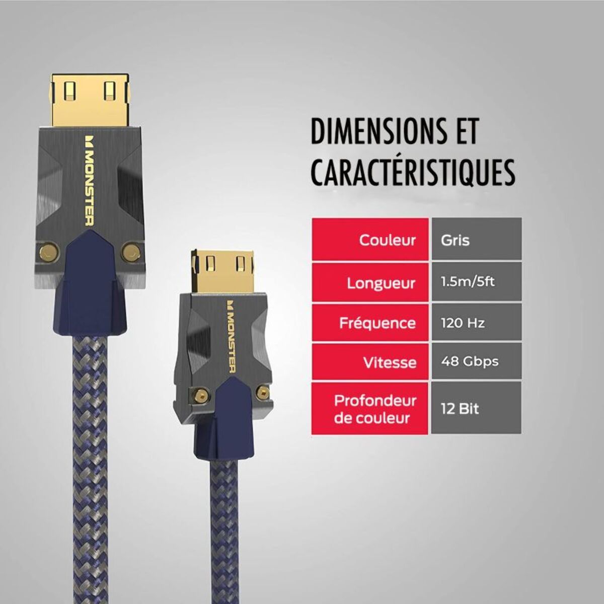 Câble HDMI MONSTERCABLE M3000 UHD 8K DOLBYVISION HDR 48GBPS 1.5M