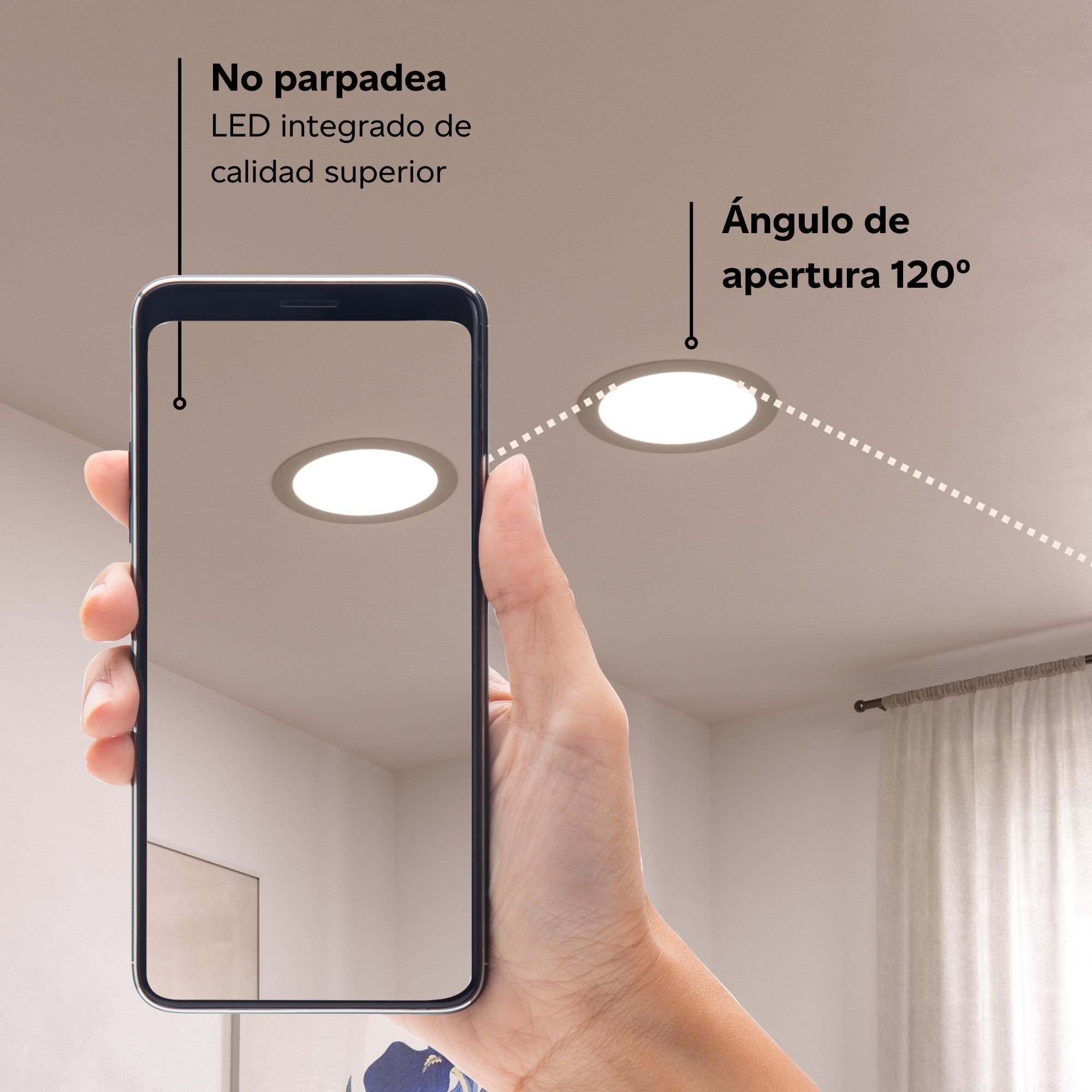 FORLIGHT Easy Circular - 5 Downlights con LED integrado 6000K para iluminar hacia abajo ON/OFF ø22,5cm Color Gris