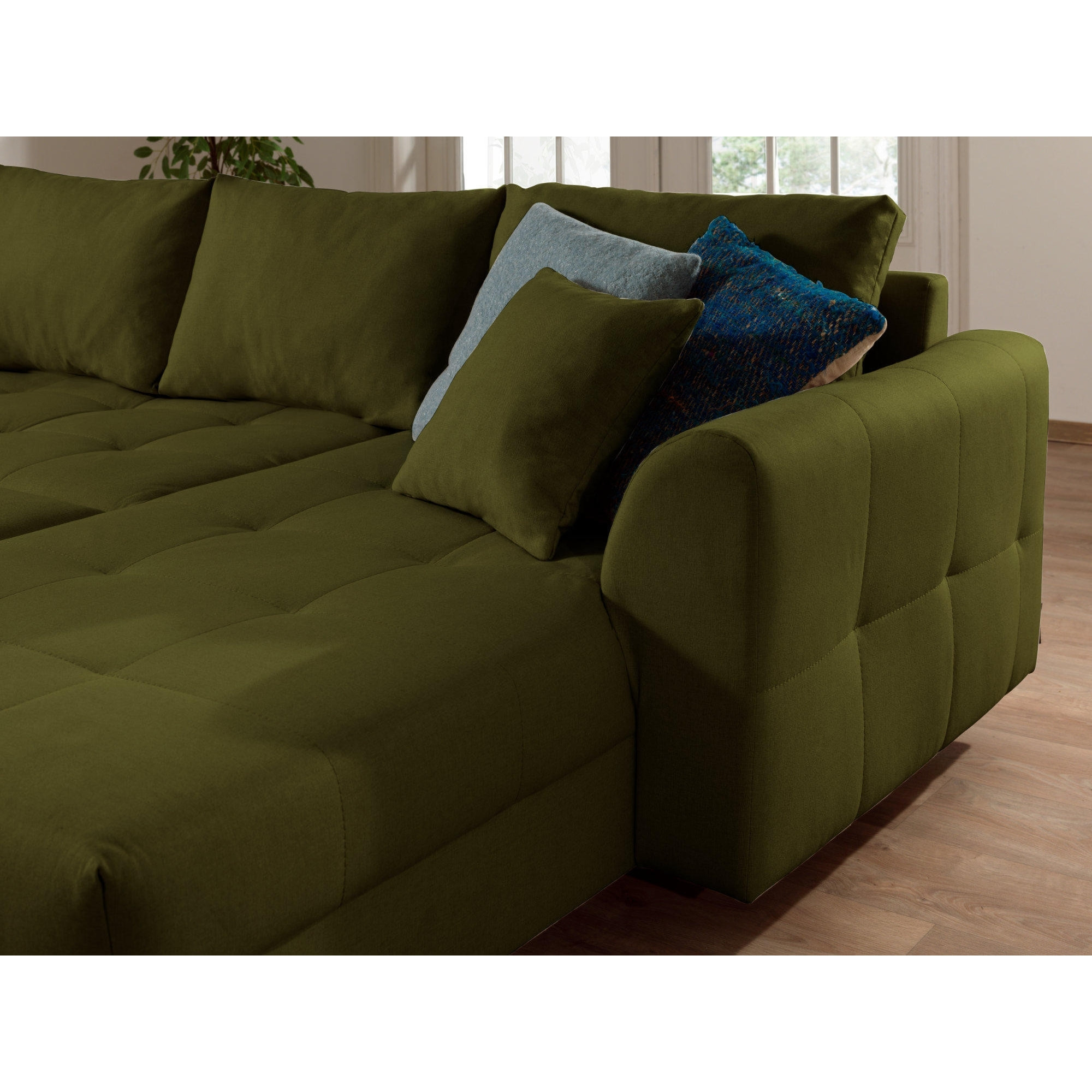 Rune - canapé panoramique - 7 places - style scandinave - gauche - Vert Olive