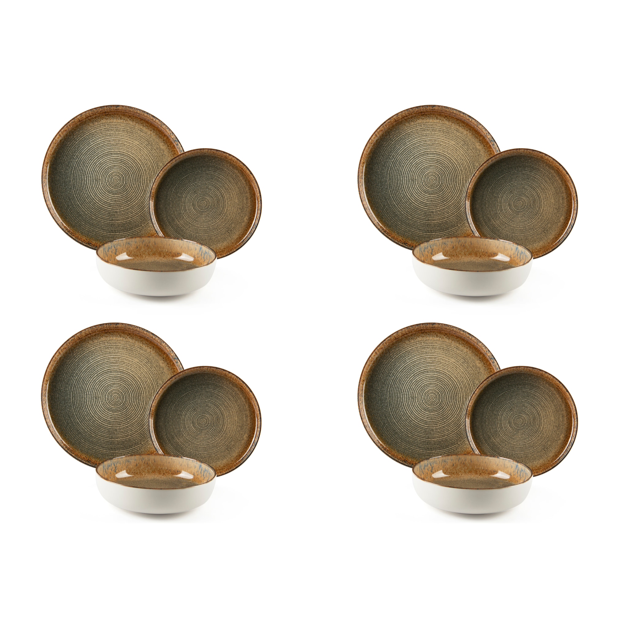 Servizio piatti 12 pezzi Excelsa Demetra, ceramica, effetto reattivo, multicolore