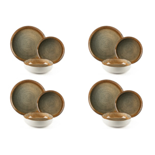 Servizio piatti 12 pezzi Excelsa Demetra, ceramica, effetto reattivo, multicolore