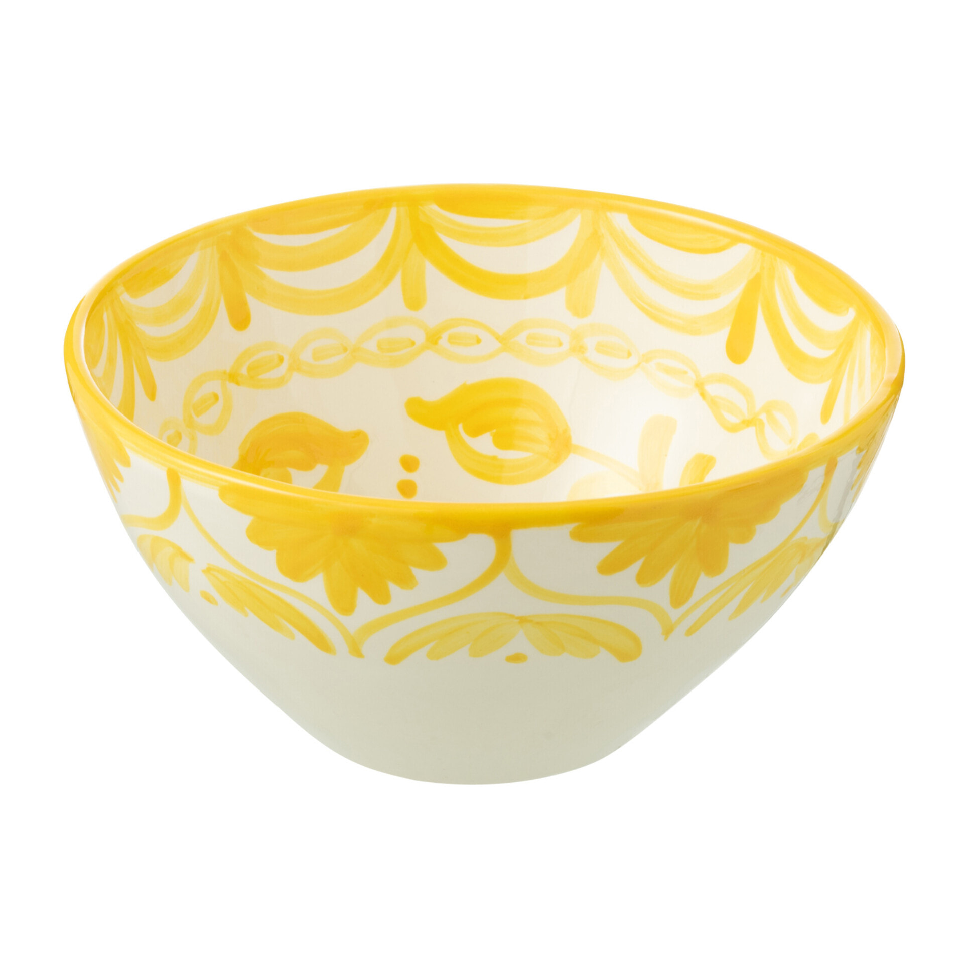 J-Line bol Granada High  - céramique - blanc/jaune - medium - Ø 22 cm