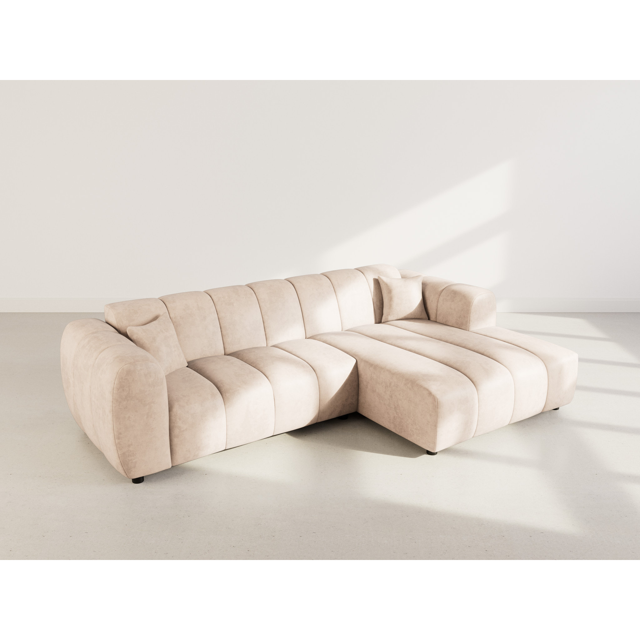 Curtis - canapé d'angle droit 4 places en simili - Beige