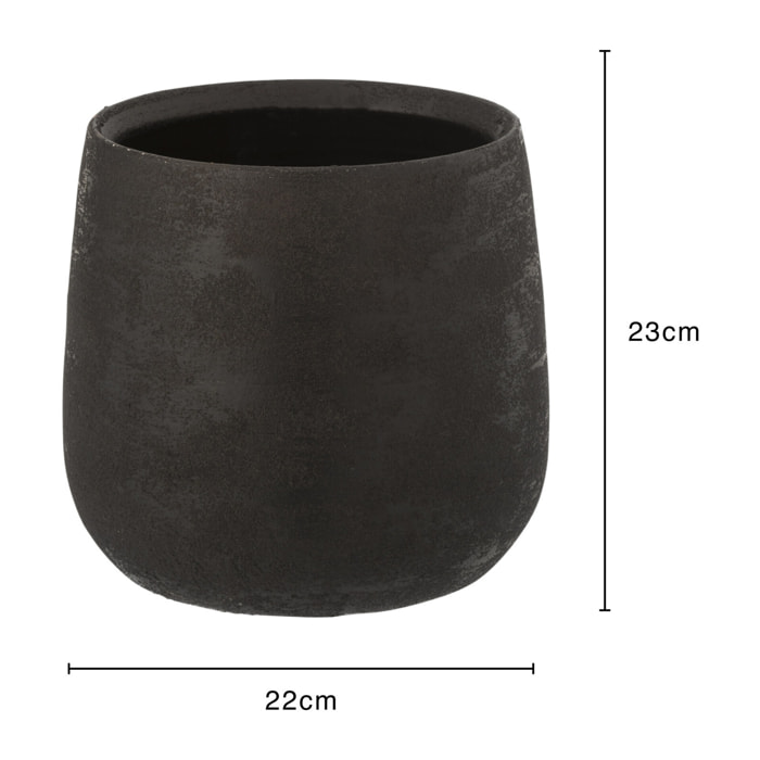 J-Line cache-pot Irrégulier - céramique - noir - large - Ø 23 cm