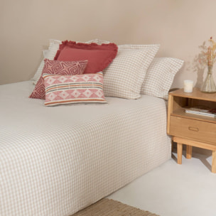 Funda nórdica algodón cuadros Kimcuad color gris piedra