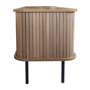 AMBON Meuble TV en bois cannelé à portes coulissantes 140cm