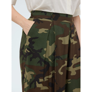 Fiorella Rubino - Pantalones palazzo camuflaje - Verde militare