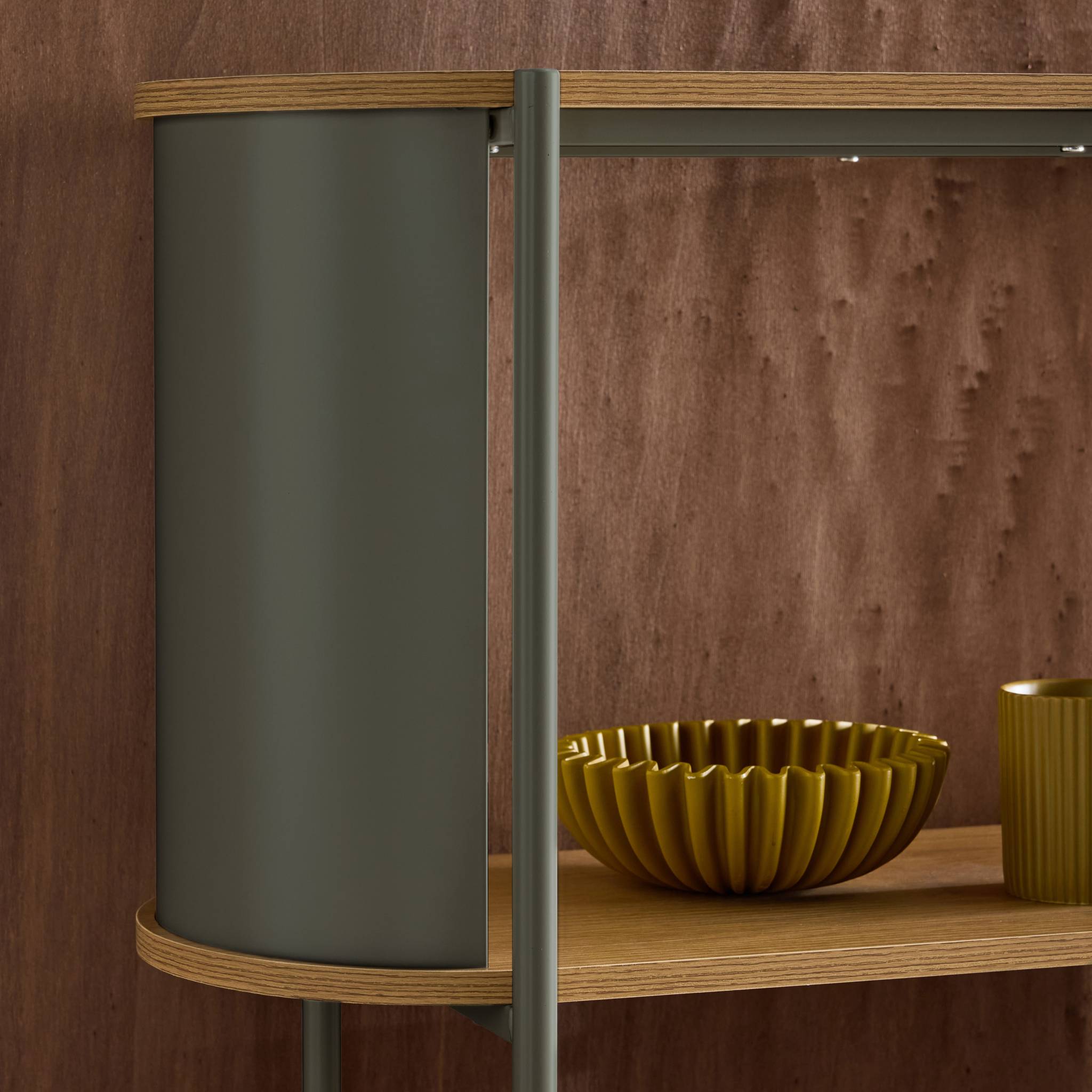 Etagère bibliothèque métal courbé et décor bois 5 niveaux MOLTO