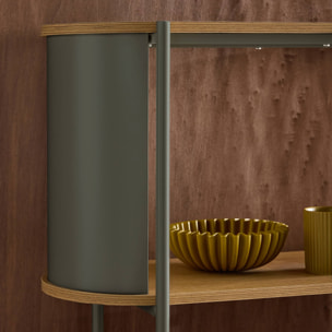 Etagère bibliothèque métal courbé et décor bois 5 niveaux MOLTO