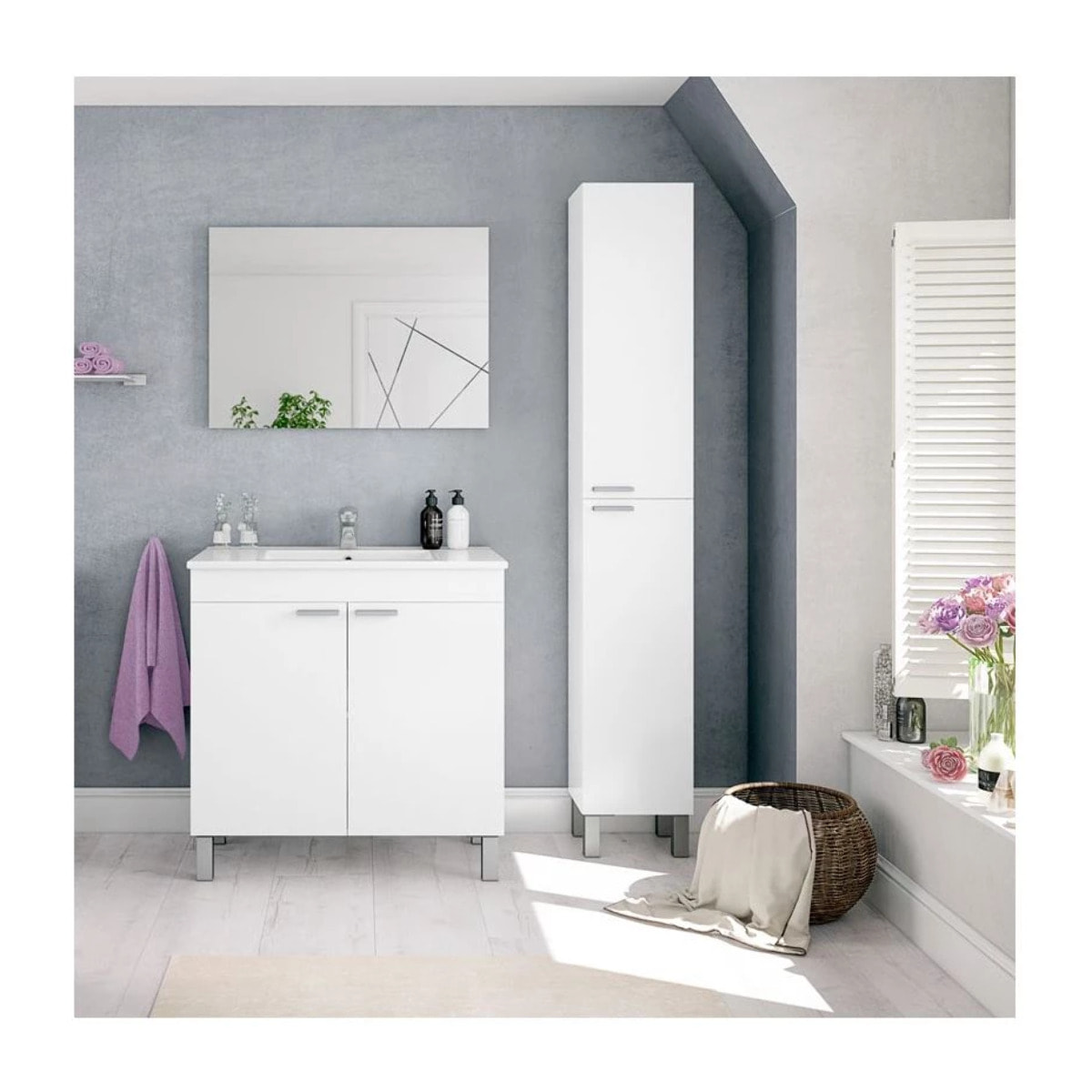 Columna de baño Koncept 2 puertas Blanco brillo