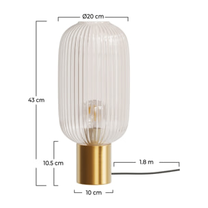 Lampe Lou en verre cannelé