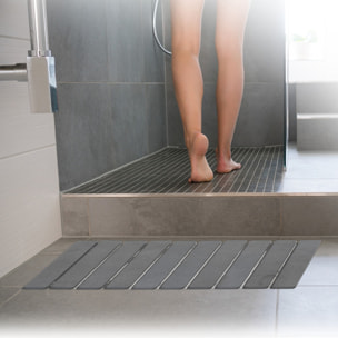 Tapis de bain caillebotis en diatomite gris 59x39cm