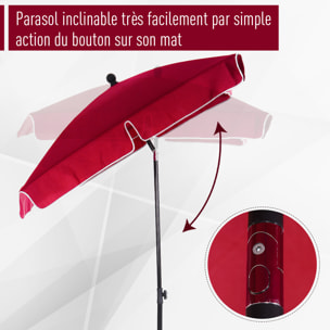 Parasol rectangulaire inclinable alu acier polyester haute densité diamètre 2 m rouge