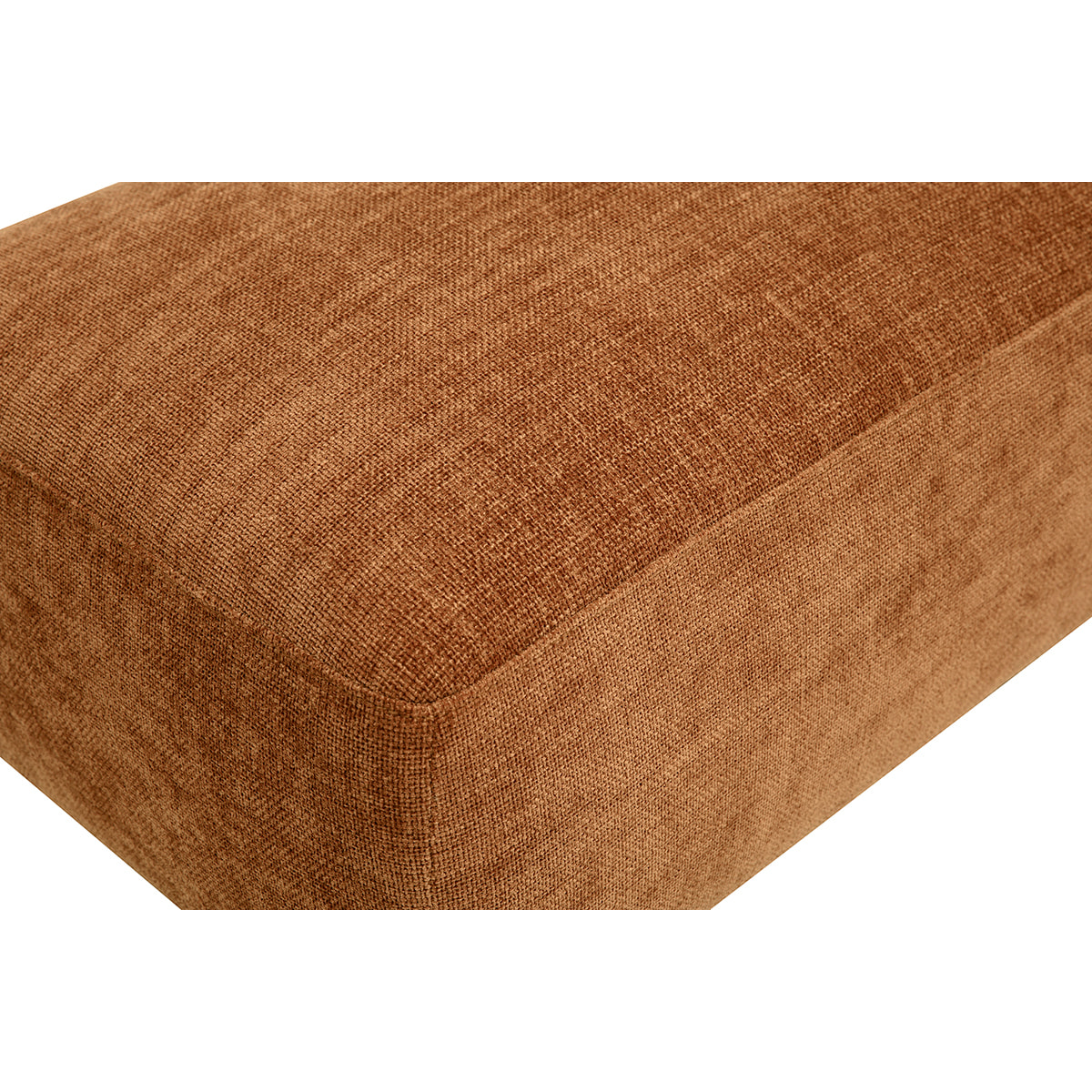 Pouf repose pieds en tissu effet velours texturé terre brûlée JOYA