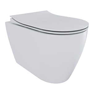 Coppia Sanitari Filomuro Filo Muro Filo Parete Vaso WC E Bidet Design Moderno In Ceramica Con Copriwater Chiusura Soft Close Rallentata Bianco Opaco