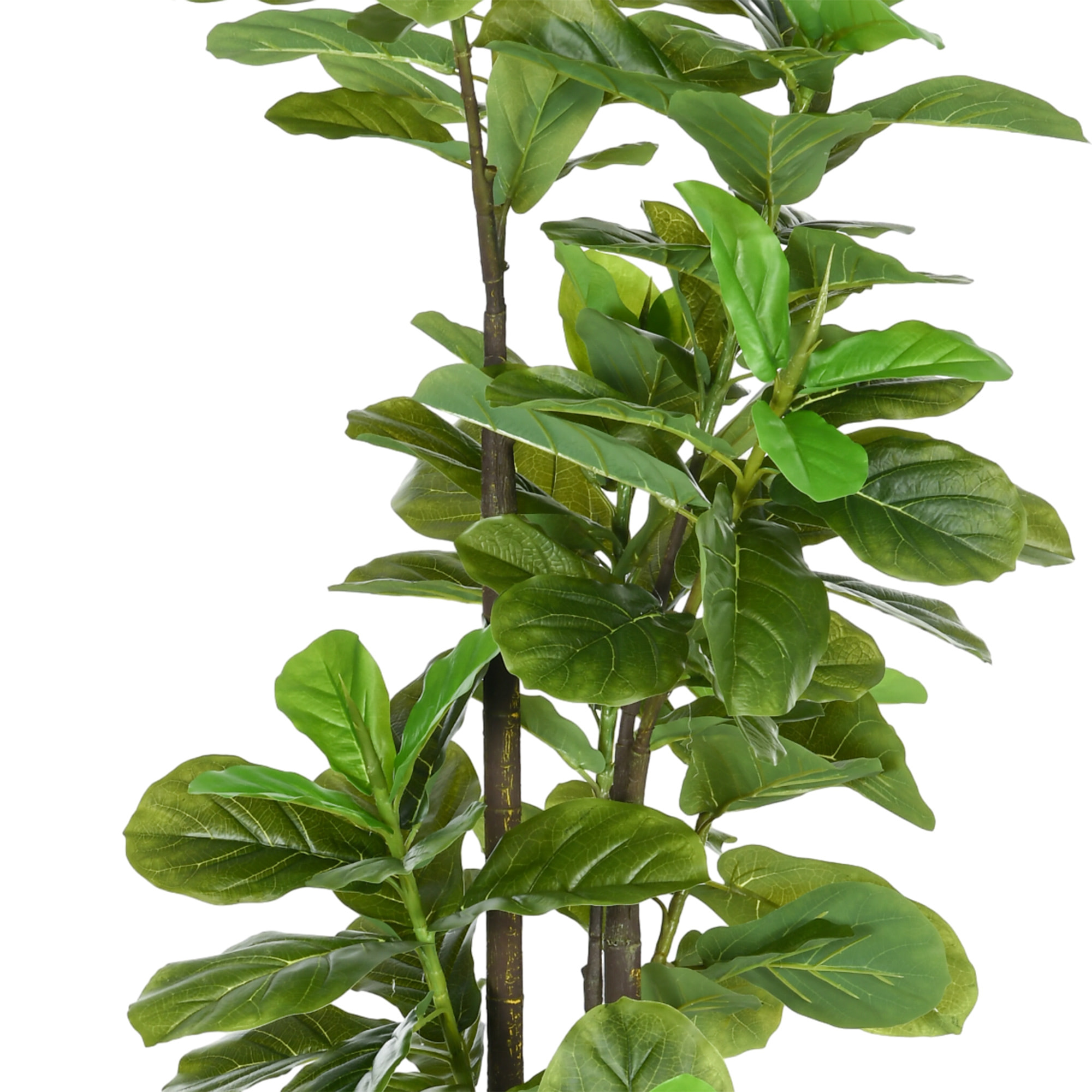 Ficus Lutea artificiels 1,80H m - lot de 2 ficus artificiels - 120 feuilles réalistes par pied - pot inclus noir vert