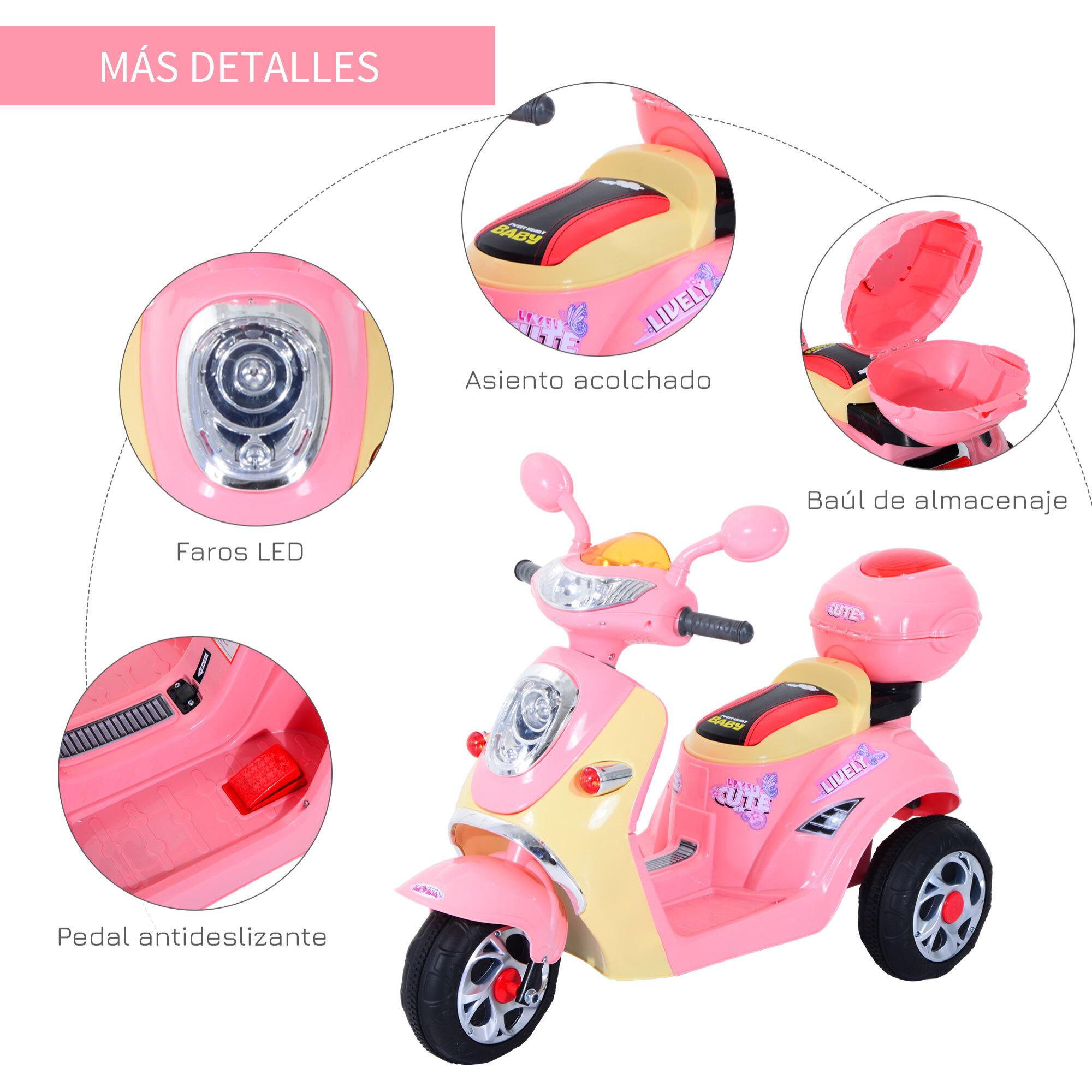 Moto Eléctrica Infantil Tipo Triciclo Rosa