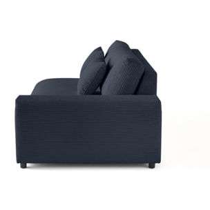 Garance - module d'assise 3 places avec accoudoir droit - en velours côtelé - Bleu nuit