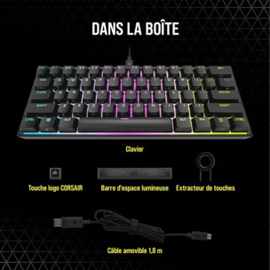 Clavier gamer CORSAIR K65 RGB MINI CHERRY MX Red Noir