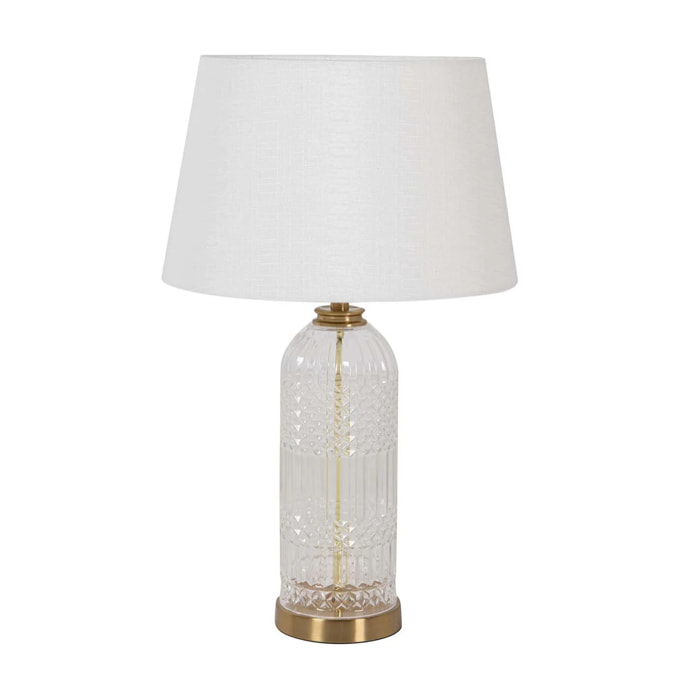Lampara Sobremesa Metal Cristal 38x38x62 Cm
