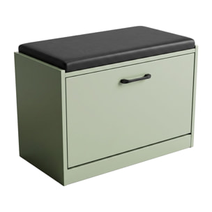 Kaizen - Panca da Ingresso con Scarpiera 63x47x30 cm 9 paia Portascarpe con Cuscino in Legno Salvia