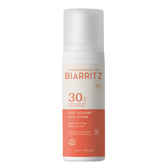 Solaire SPF30 - Lait Solaire Résistant à l'Eau Bio 100ml