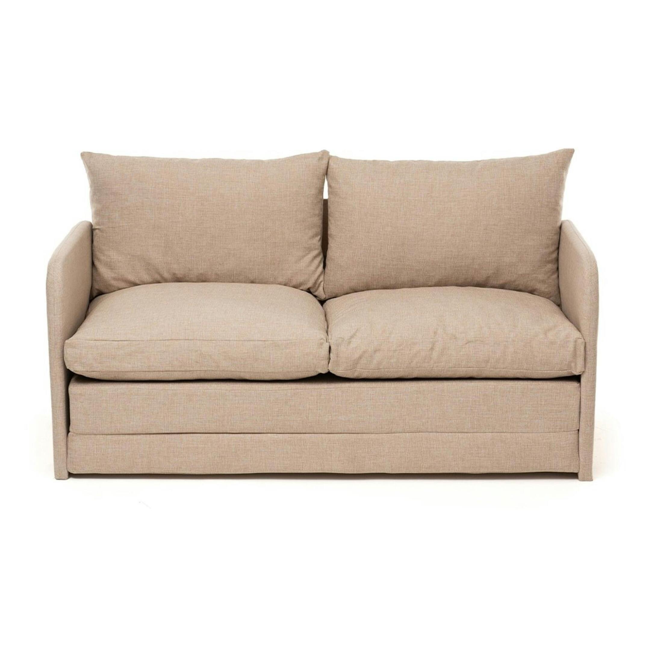Canapé-lit d'appoint beige 2 personnes, tissu lin ORURO