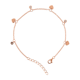 Bracciale con Ciondoli a Cuore e Punti Luce in Cubic Zirconia