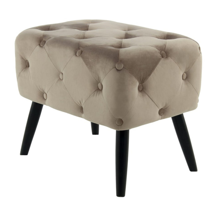 Pouf imbottito Piano in velluto taupe con gambe nere