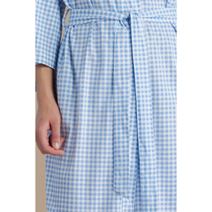 Vestaglia donna in cotone con maniche ampie e cintura in vita articolo vichy Noidinotte