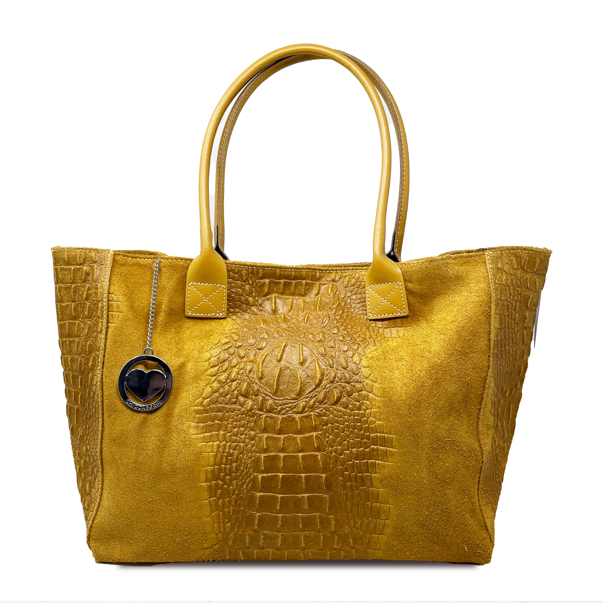 Chicca Borse - Borsa a Spalla Donna in Vera Pelle - Colore Cocco Senape