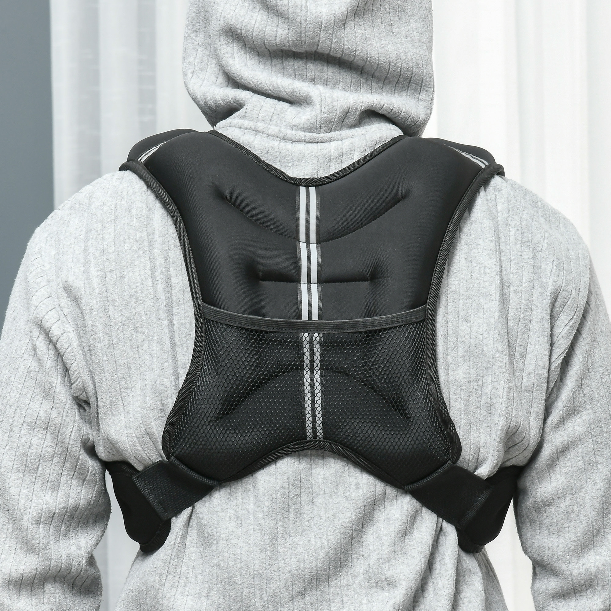 Gilet lesté de 5 Kg réglable - veste lestée de sport - poche de rangement intégré - oxford noir