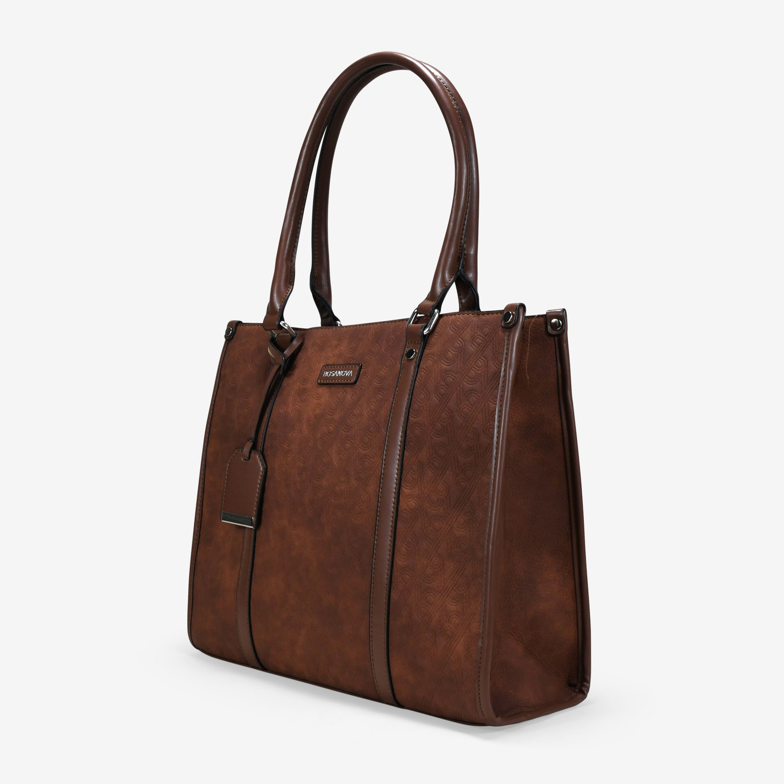 Bolso shopper marrón con grabado de B