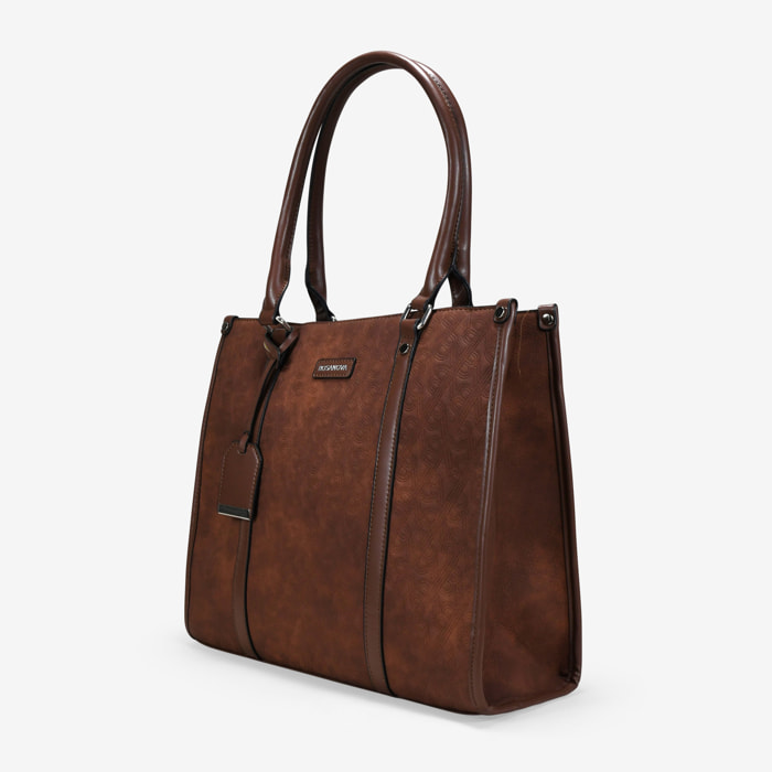 Bolso shopper marrón con grabado de B