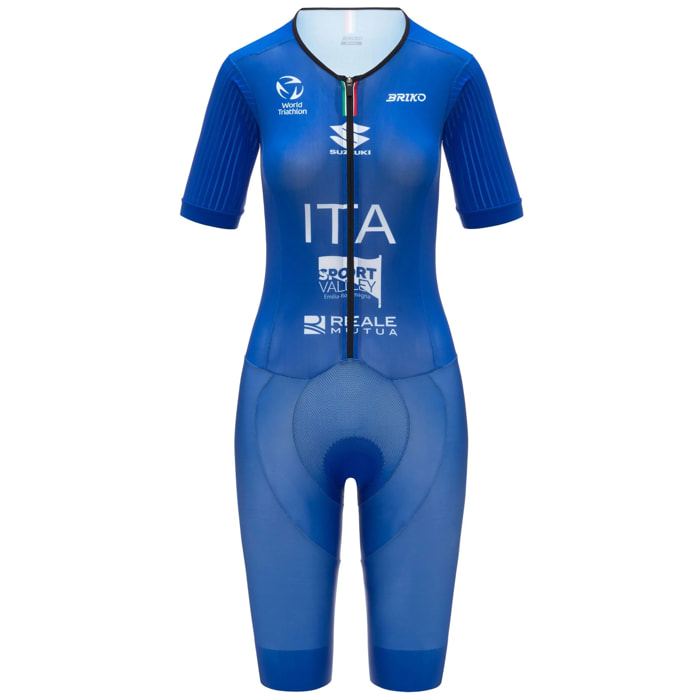 Briko - Tute Sportive, Donna, Blu - Briko Fitri Body W Triath Shortsleeve