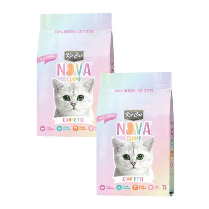 Pack 2x Kit Cat Nova Pack Ahorro - Confetti 7 L Arena Vegetal para gatos