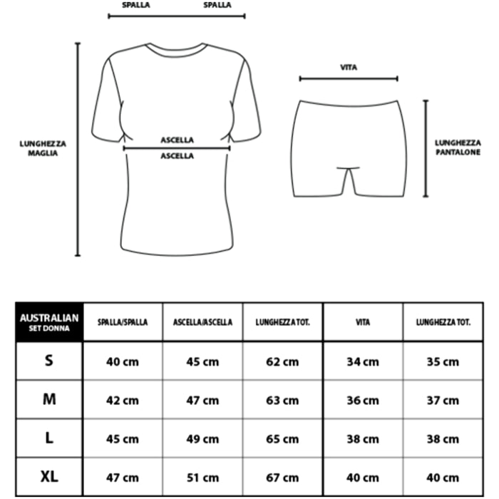 Completo Homewear Donna Corto AUSTRALIAN Cotone